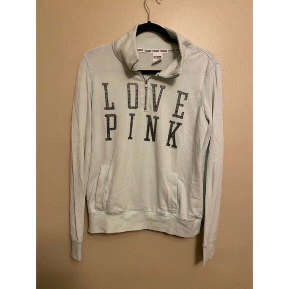 Victoria's Secret PINK half zip small sweater long sleeve blue pullover small - Picture 1 of 3